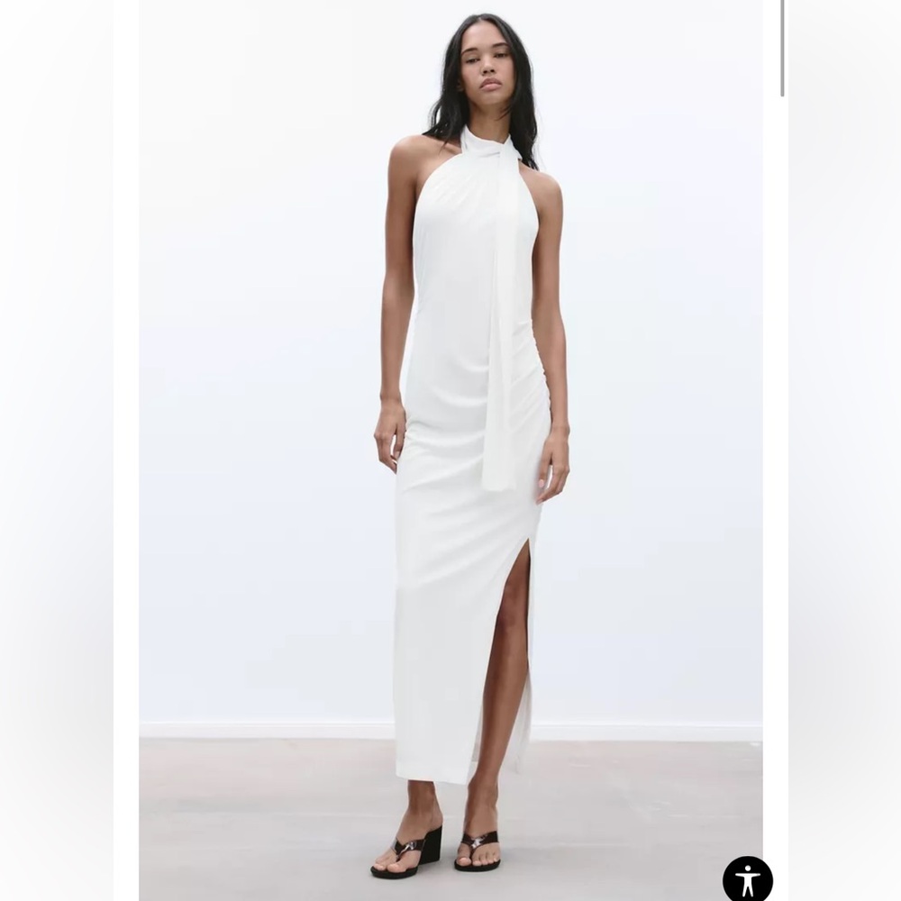 Zara Open Back Midi Dress - white size medium